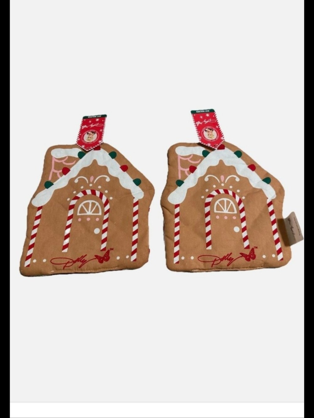 Set of 2 Dolly Parton Gingerbread house Christmas Pot Holders – Double-Sided.Co